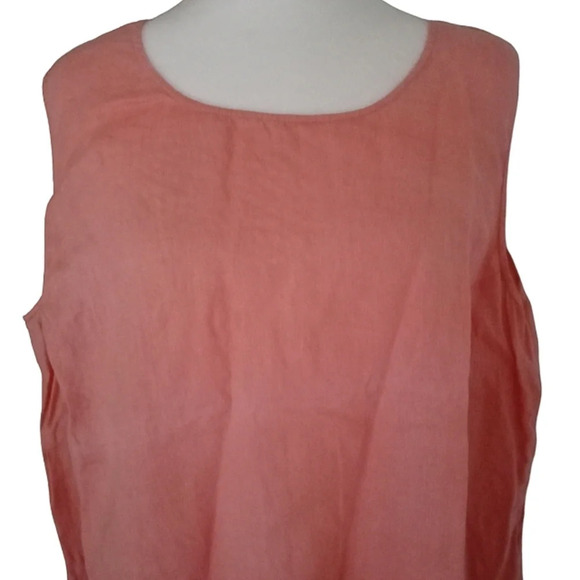 David Dart Coral Color Women's Sleeveless 100% Linen Blouse Size 1X‎ - Picture 2 of 6